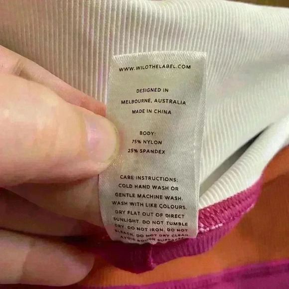 Wilo The Label Ribbed Colorblock Leggings Orange, Pink, White Size Large - Picture 8 of 8